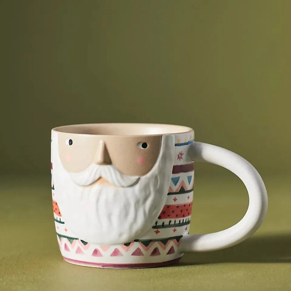 NWT Set/4  Anthropologie Fotini Tikkou Mr Claus Christmas Holiday Mugs - Picture 1 of 3